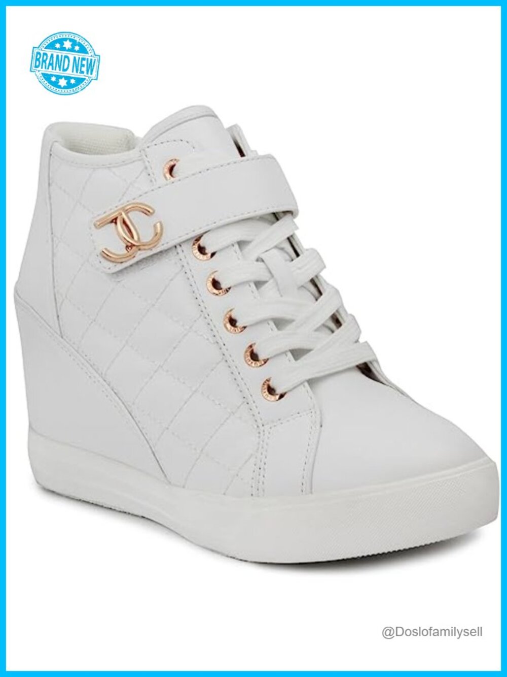 Juicy Couture High-Top Platform Wedge Sneakers Quilted Padded Lace-Up